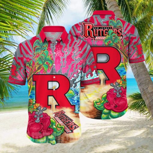 Rutgers Scarlet Knights NCAA Floral All Over Printed Unisex Hawaiian Shirt