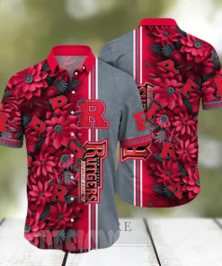 Rutgers Scarlet Knights NCAA Floral Full Printed Unisex Hawaiian Shirt