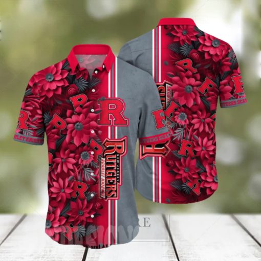 Rutgers Scarlet Knights NCAA Floral Full Printed Unisex Hawaiian Shirt