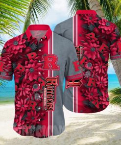 Rutgers Scarlet Knights NCAA Floral Full Printed Unisex Hawaiian Shirt