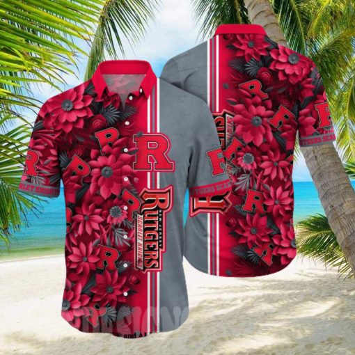 Rutgers Scarlet Knights NCAA Floral Full Printed Unisex Hawaiian Shirt