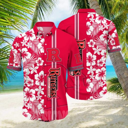 Rutgers Scarlet Knights NCAA Flower Full Print Classic Hawaiian Shirt