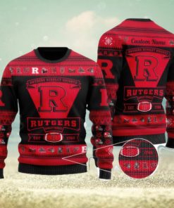 Rutgers Scarlet Knights Team Custom Name Ugly Christmas Sweater