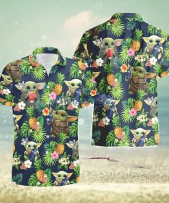 SKYY vodka Baby Yoda Pineapple Tropical Hawaiian Shirt And Shorts Aloha Summer Gift For Men And Women