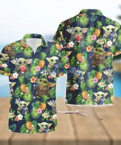 SKYY vodka Baby Yoda Pineapple Tropical Hawaiian Shirt And Shorts Aloha Summer Gift For Men And Women