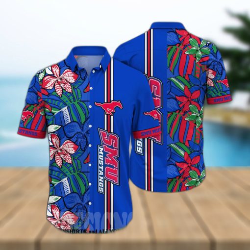 SMU Mustangs NCAA Flower 3D Full Print Hawaiian Shirt