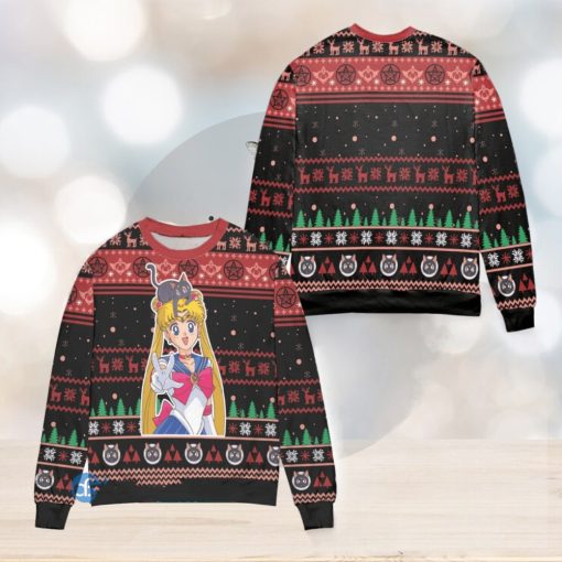 Sailor Moon Snowflake And Pine Tree Ugly Christmas Sweater Christmas Gift For Men And Women