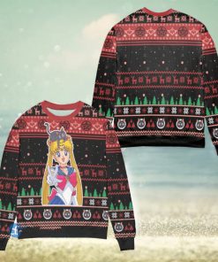 Sailor Moon Snowflake And Pine Tree Ugly Christmas Sweater Christmas Gift For Men And Women