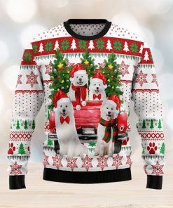 Samoyed Red Truck Ugly Christmas Sweater Gift Men Women