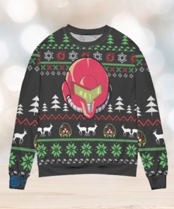 Samus Aran Helmet Pine Tree Pattern Ugly Christmas Sweater Christmas Gift For Men And Women