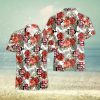 New York Mets Tiny Red Hibiscus White Porcelain Flower Black Background 3D Hawaiian Shirt Gift For Fans