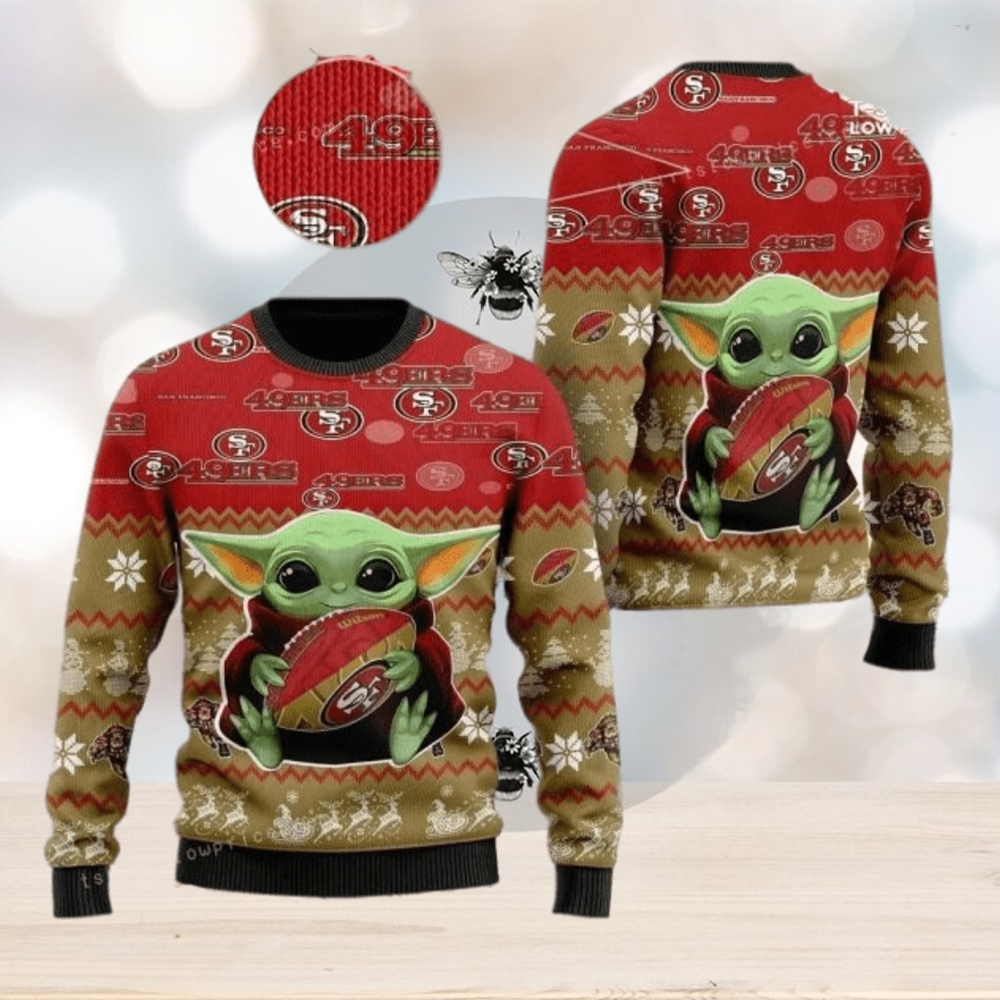 Baby Yoda San Francisco 49ers Ugly Christmas Sweater - Limotees