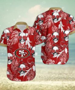 San Francisco 49ers Coconut Leaves Skull With Rose Eyes Hawaiian Shirt Gift For Halloween