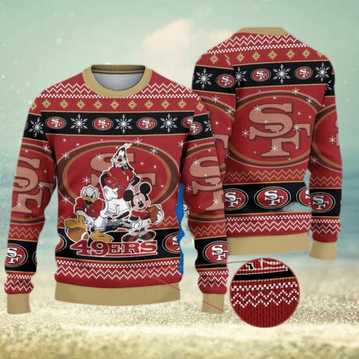 San Francisco 49ers Mickey And Friends Christmas Sweater 3D All Over Printed Ugly Christmas Sweater