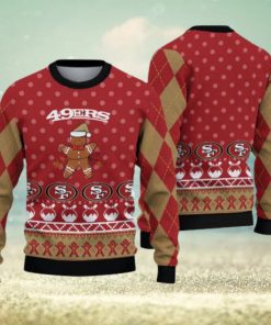 San Francisco 49ers Ugly Christmas Gingerbread Man Xmas Sweater Joyful Gift  Mens Women - Limotees