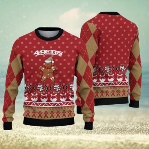 San Francisco 49ers Ugly Christmas Gingerbread Man Xmas Sweater Joyful Gift Mens Women