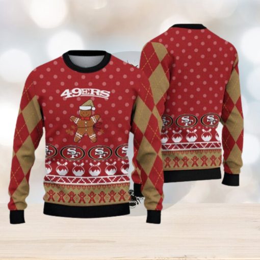 San Francisco 49ers Ugly Christmas Gingerbread Man Xmas Sweater Joyful Gift Mens Women