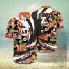 New York Mets Tiny Red Hibiscus White Porcelain Flower Black Background 3D Hawaiian Shirt Gift For Fans