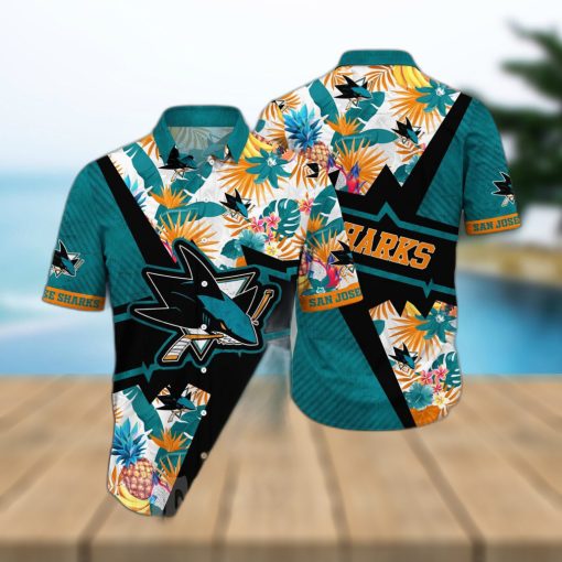 San Jose Sharks NHL Floral All Over Printed Hawaiian Shirt