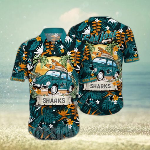 San Jose Sharks NHL Flower 3D All Over Print Hawaiian Shirt