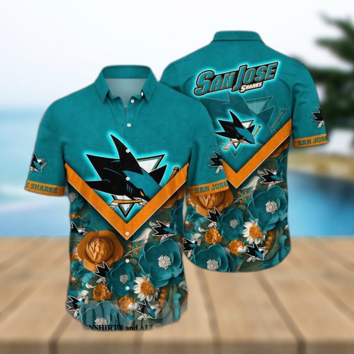 San Jose Sharks NHL Flower 3D All Over Printed Hawaiian Shirt