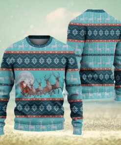 Santa And Reindeer Ugly Christmas Sweater Knitted Gift For Men And Women