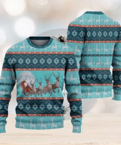 Santa And Reindeer Ugly Christmas Sweater Knitted Gift For Men And Women