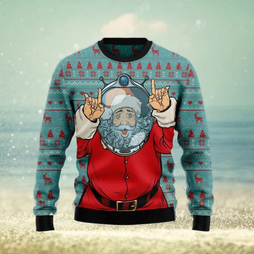 Santa Claus Astronaut Ugly Christmas Sweater Gift Men Women