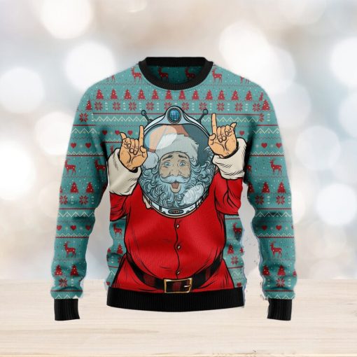 Santa Claus Astronaut Ugly Christmas Sweater Gift Men Women