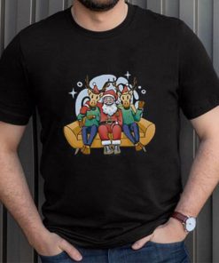 Santa Claus Chilling With Reindeers Christmas Xmas Mens Long Sleeve T Shirt