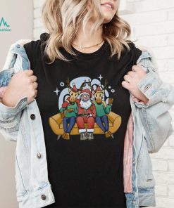 Santa Claus Chilling With Reindeers Christmas Xmas Mens Long Sleeve T Shirt