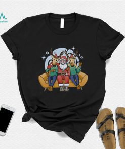 Santa Claus Chilling With Reindeers Christmas Xmas Mens Long Sleeve T Shirt