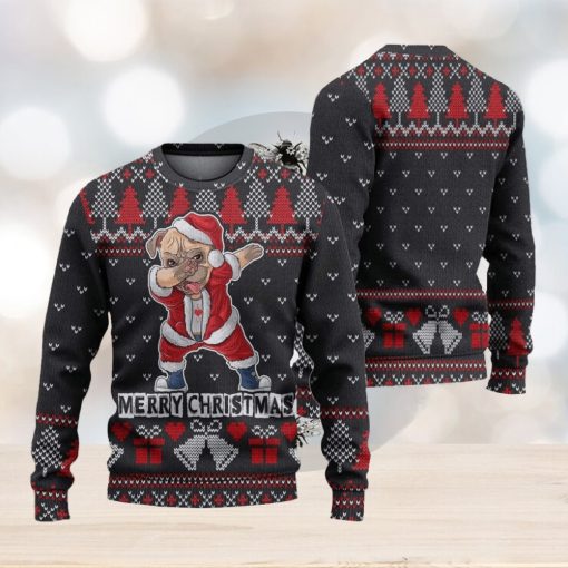 Santa Claus Cute Pug Dog Ugly Christmas Sweater Knitted Gift For Men And Women