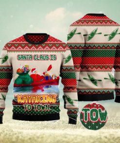 Santa Claus Is Kayaking To Town Christmas Gift Ugly Christmas Sweater Xmas Holiday