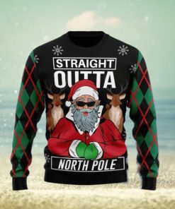 Santa Claus Straight Outta North Pole Ugly Christmas Sweater Gift Men Women