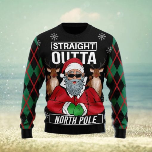 Santa Claus Straight Outta North Pole Ugly Christmas Sweater Gift Men Women