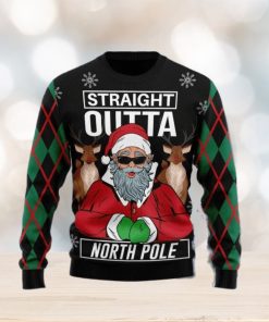 Santa Claus Straight Outta North Pole Ugly Christmas Sweater Gift Men Women