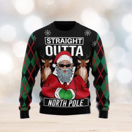 Santa Claus Straight Outta North Pole Ugly Christmas Sweater Gift Men Women