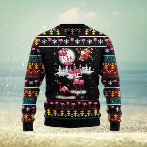 Santa Claus With Flamingo Reindeer Ugly Christmas Sweater