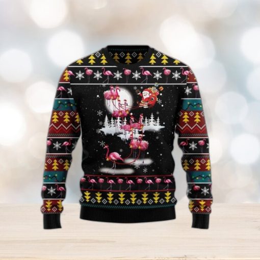 Santa Claus With Flamingo Reindeer Ugly Christmas Sweater