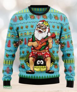 Santa Clause Plays Guitar Ugly Christmas Sweater Gift For Men Women