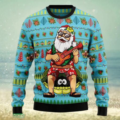 Santa Clause Plays Guitar Ugly Christmas Sweater Gift For Men Women