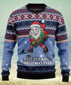 Santa Hockey Ugly Christmas Sweater Thankgiving Gift Men Women