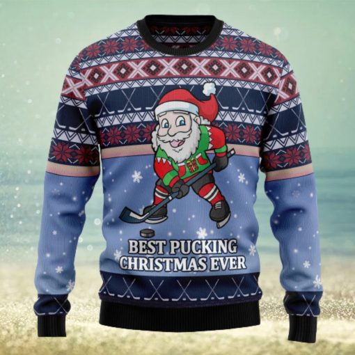 Santa Hockey Ugly Christmas Sweater Thankgiving Gift Men Women