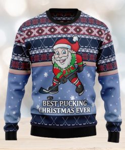 Santa Hockey Ugly Christmas Sweater Thankgiving Gift Men Women