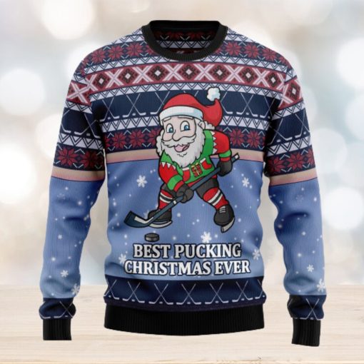 Santa Hockey Ugly Christmas Sweater Thankgiving Gift Men Women