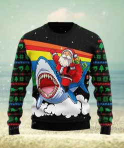 Santa Riding Shark Ugly Sweater For Woman