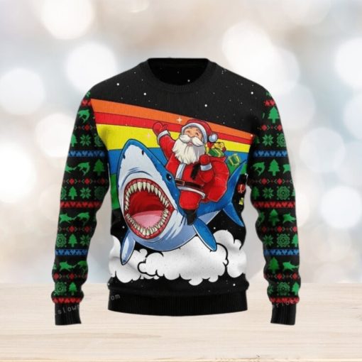 Santa Riding Shark Ugly Sweater For Woman