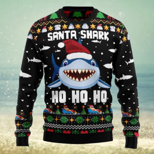 Santa Shark Ho Ho Ho Ugly Christmas Sweater Thankgiving Gift Men Women