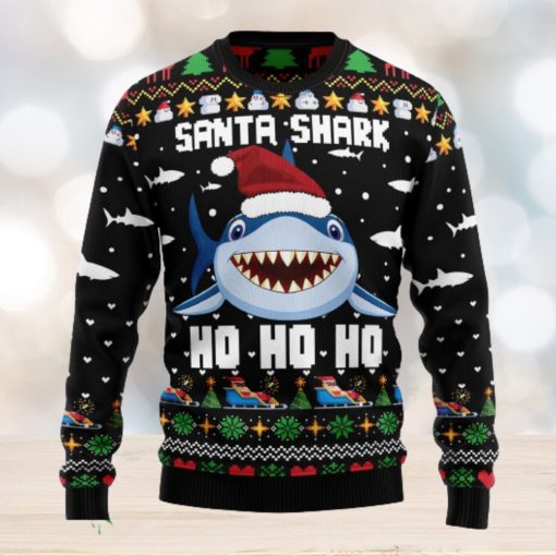 Santa Shark Ho Ho Ho Ugly Christmas Sweater Thankgiving Gift Men Women